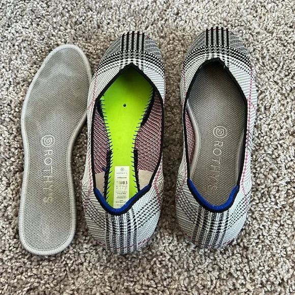 Rothy's Cream Glen Plaid Round Toe Flats - Picture 6 of 7